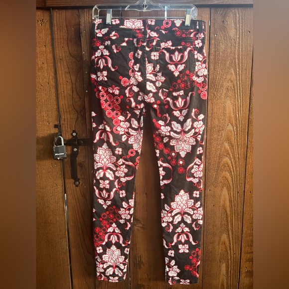 Vintage Womens Bebe Nirvana Bliss Skinny Black & Red Floral Denim Jeans size 29 - Picture 6 of 9